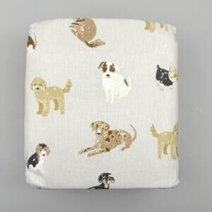 Cuddl Duds Sheet Set TWIN Dog Toss 100% Cotton Flannel Tan Puppy Bedding Animals